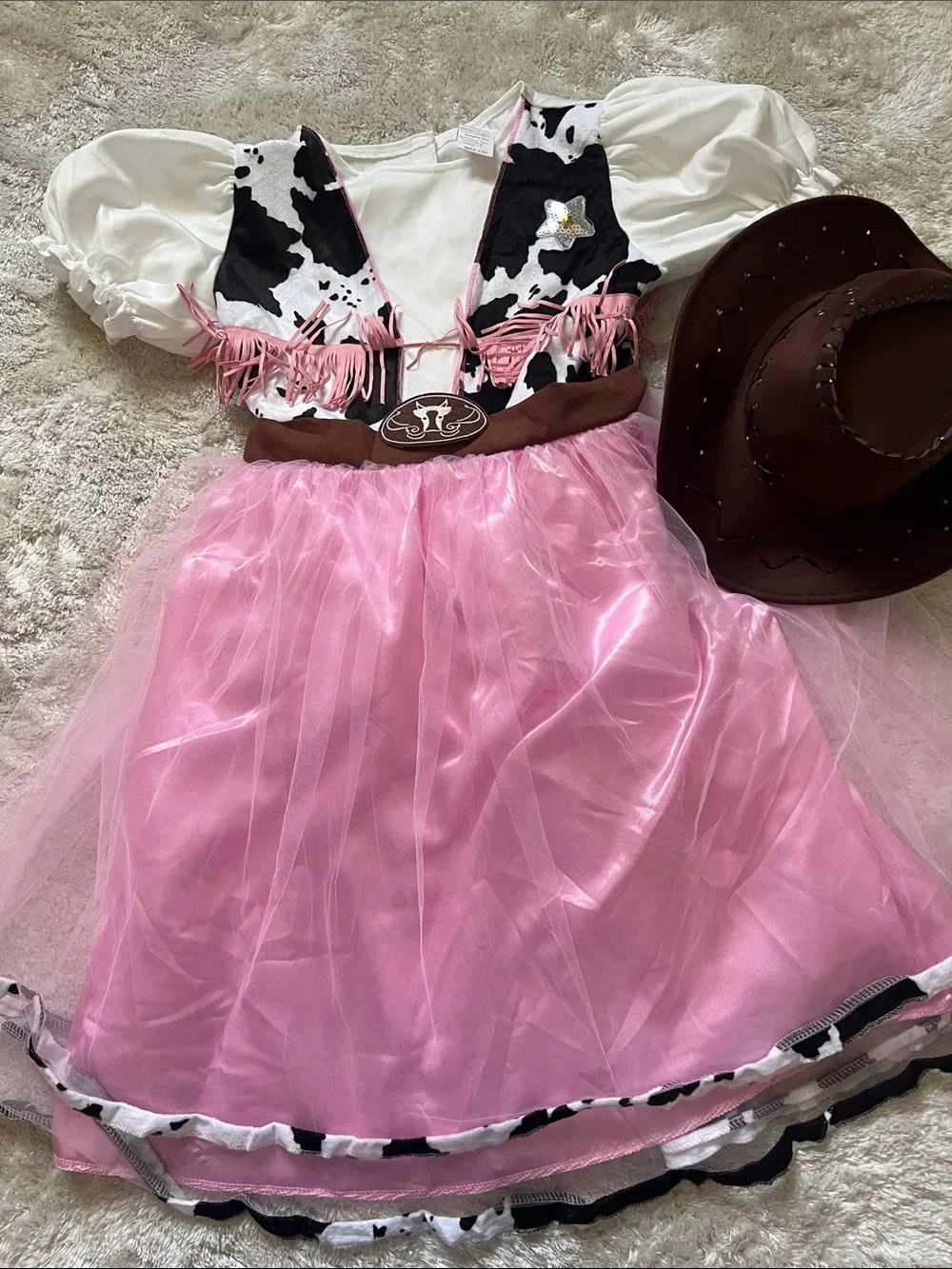 Pink Cowgirl Dress-Up Costume for Kids - Western Skirt & Vest